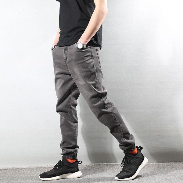 

fashion streetwear men jeans vintage designer retro wash slim fit joggers japanese style hip hop pants men's, Blue