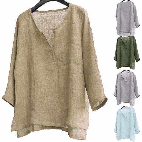 

men's t-shirts 8 colors vintage cotton linen shirt men casual long sleeve oversize camisa v neck boho style mens shirts plus size m-5x, White;black