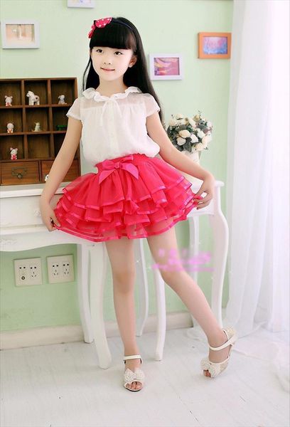 

summer explosion show girls bows womens skirts puffy mesh ribbon short princess dance, Blue