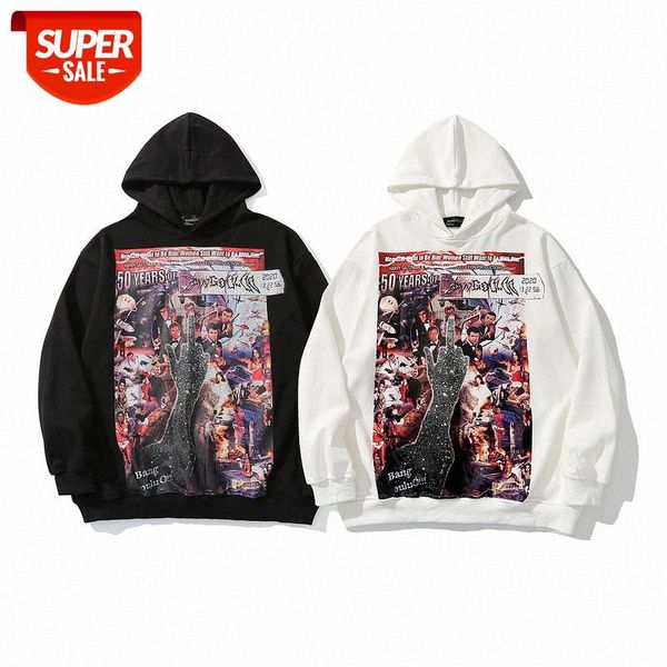 

street trend hip-hop casual printing terry thin sweater hoodie foreign trade men's clothing #ry4o, Black
