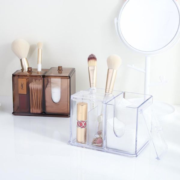 

bathroom storage & organization cosmetic box deskshelf lipstick cotton pad transparent dressing table finishing dust skin care products