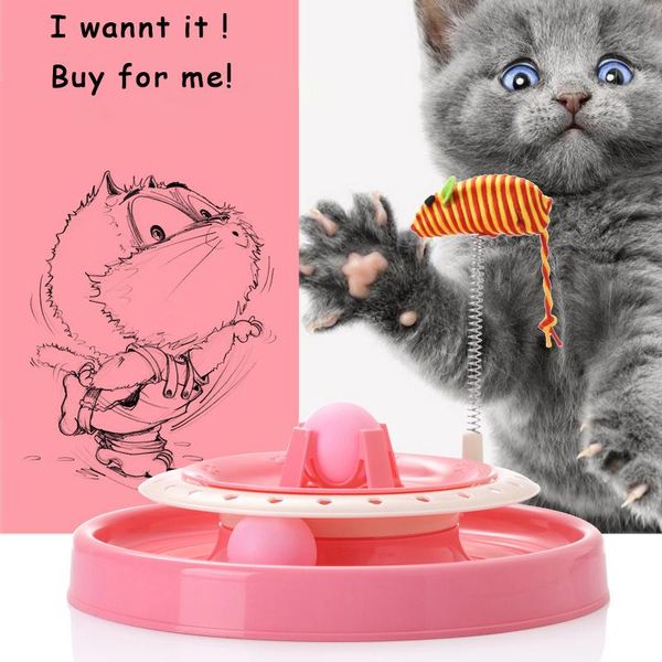 

cat toy spring mouse turntable single layer funny ball sisal toys