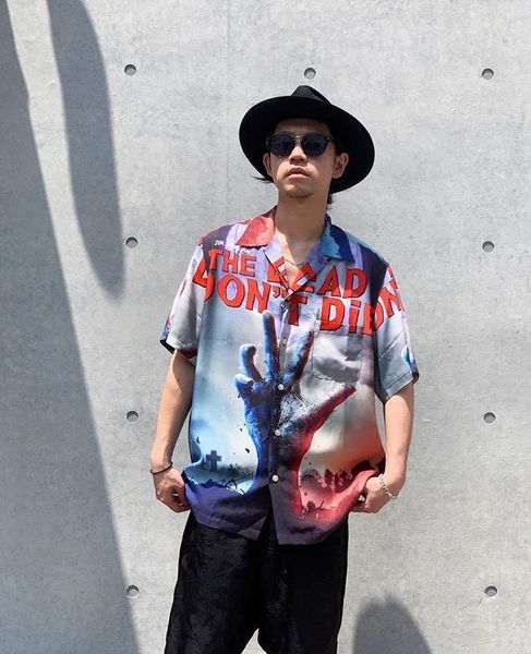 

women's blouses & shirts zombie gesture male shirt woman 1:1 digital printing hawaii beach, White