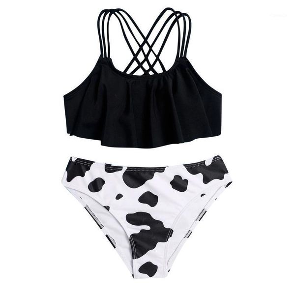 

toddler swimwear sets girls watermelon striped swimsuit bathing beach romper kids swimming suit costume intero donna one-pieces, Black