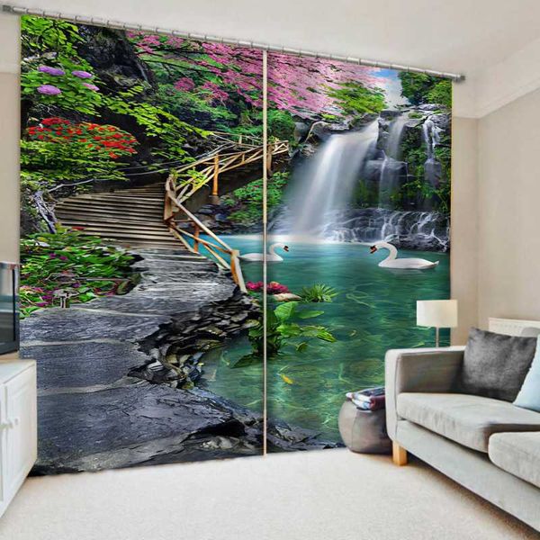 

curtain & drapes beautiful nature landscape wooden waterfall design for living room bedroom large 3d cortinas