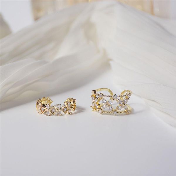 

Classic Fashion Flower Hollow Gold Rings For Woman Luxury Bride Wedding Ring Knuckle Girl Jewelry Anniversary Gifts, Slivery;golden