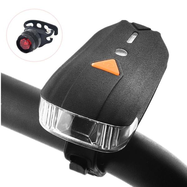 

light usb rechargeable bicycle bike front headlamp built-in battery + rear lights