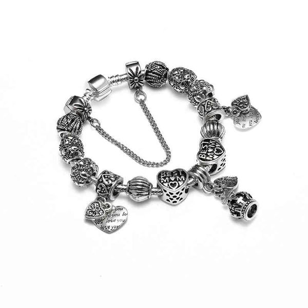 

hand catenary panjia love bracelet diy handmade glass beads creative valentine's day gift, Golden;silver