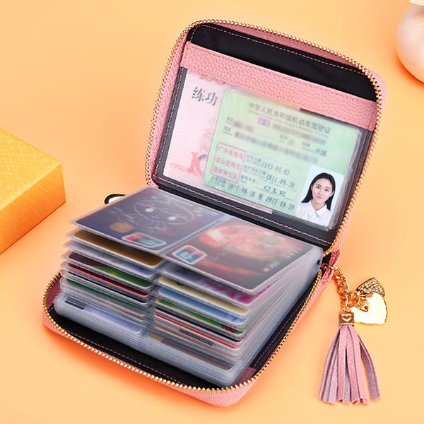 

holder card multi-card position cowhide small fresh case 2018 zipper credit leather thin new ggpag
