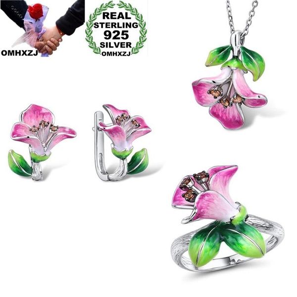 

wholesale je43 fashion woman party birthday wedding gift flower 925 sterling silver necklace+earrings+ring jewelry set bracelet, earrings &, Black