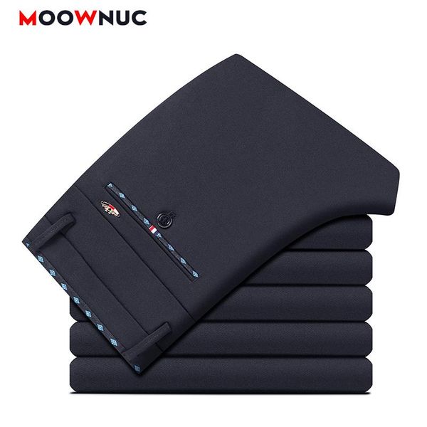 

men's pants pant male summer casual trousers 2021 thin full-lengt hombre business fashion slim masculino plus size elastic moownuc, Black
