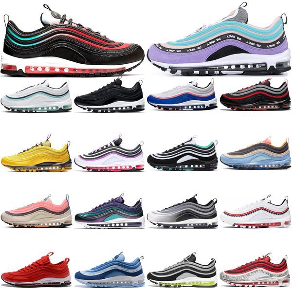 

2021 wholesale men women running shoes mx 97 have a day jesus laser fuchsia london summer of love metalic gold sliver bullet yellow aurora g
