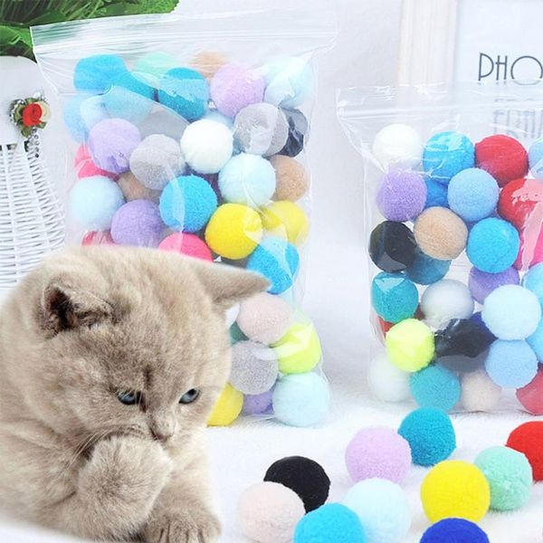 

cat toys 10/30/70/100pcs colorful plush ball molar bite resistant bouncy interactive funny balls chew toy pets supplies