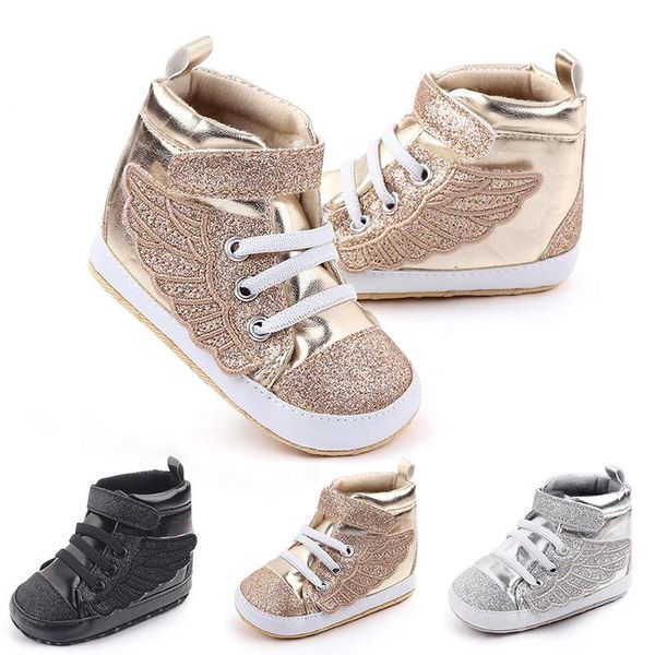 

first walkers pu leather baby shoes shiny wings girl boy spring autumn soft sole non slip infant toddler sneakers