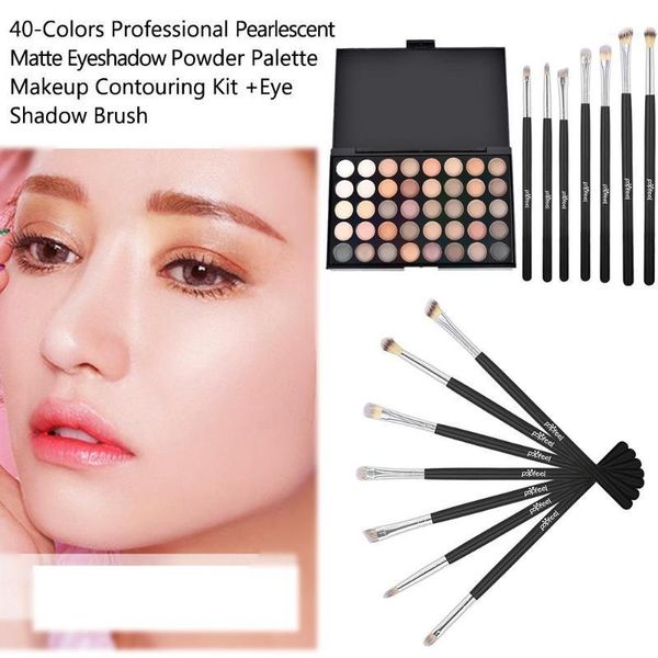 

professional 40 colorspearlescent matte eyeshadow powder palette makeup contouring kit and 7pcs eye shadow brush1