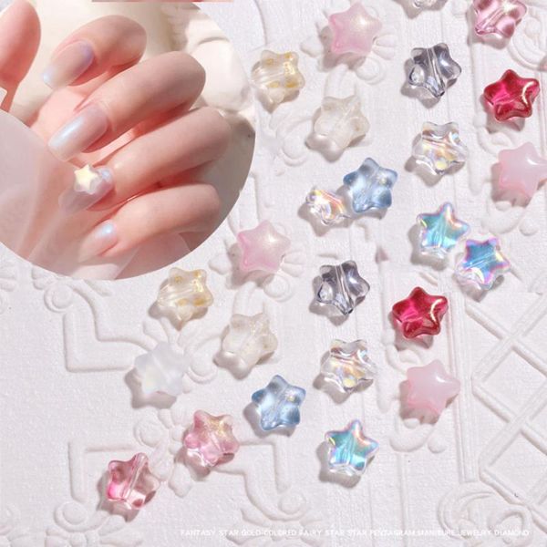 

nail art decorations 10pcs jelly color dreamy ab star shape rhinestones glass crystal clear five-pointed stones for diy manicure, Silver;gold