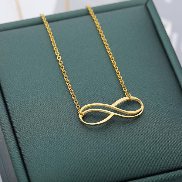 

chains infinity necklaces for women stainless steel number 8 endless necklace gold collares clavicle chain forever lovers jewelry gift, Silver
