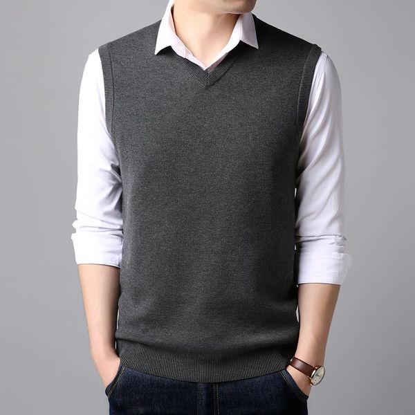 

men's vests cardigan vest spring fashion v-neck sleeveless knit sweater s large size s-xxxl boutique casual, Black;white