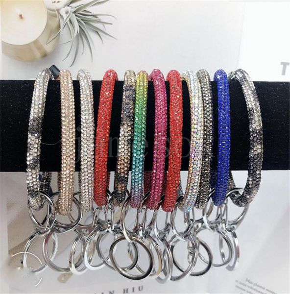 

bliing bling girl diamond bracelet keychain party wedding gift banglekey buckle rhinestone wristlet circle wrist strap db751, Silver