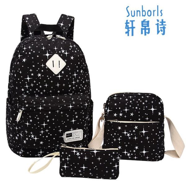 

amazon three-piece starry diagonal children's pen bag overprint school sky elementary casual canvas backpack dibuk