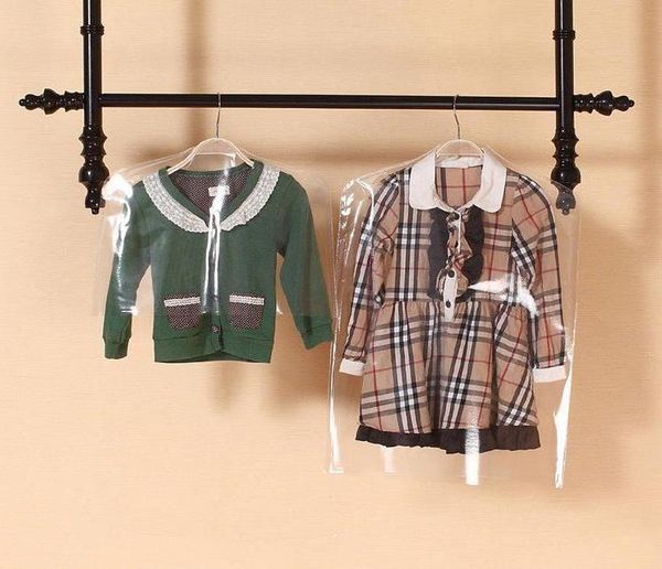 

100pcs clear plastic pvc kids children clothes dust cover shirt suit jacket garment bag storage protector wholesale