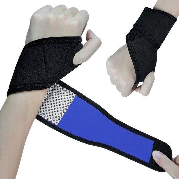 

wrist support brace heating stabilizer adjustable bandages protector wraps for fitness office pain relief, Black;red