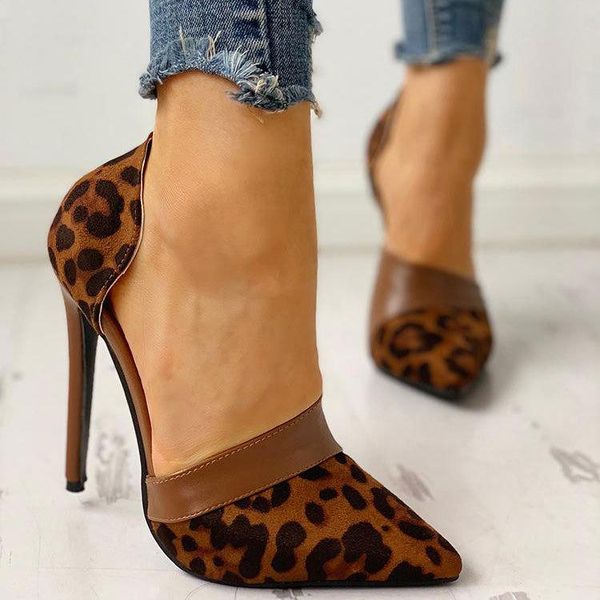 

dress shoes women leopord pattern super high heels womens ultra thin closed toe large size 42 43 pointed sandals, Black