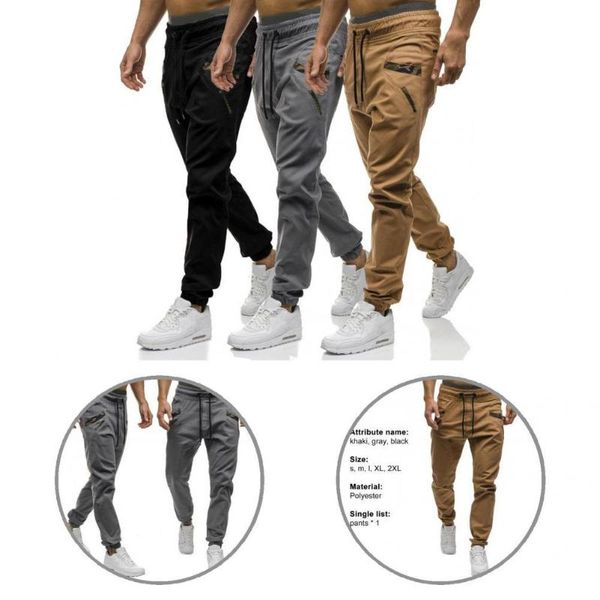 

men's pants trendy casual men trousers solid color wear-resistant, Black