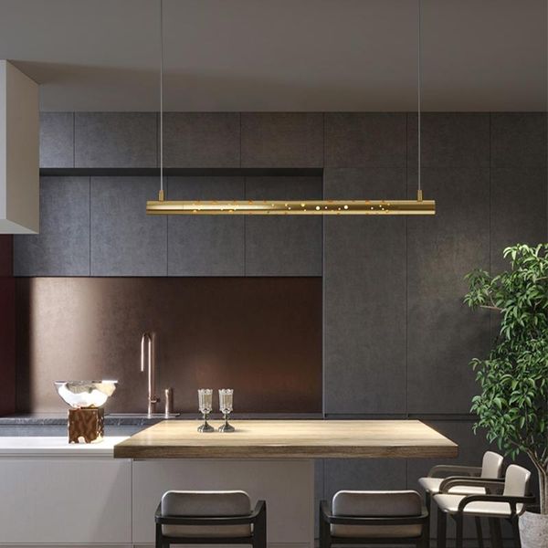

pendant lamps modern led light nordic personality for living dining room kitchen bar golden copper fixtures line indoor hanging lamp