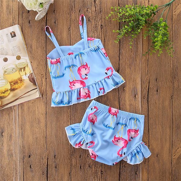 

2021 new design good quality factory price fashion selling childrens sleeveless split swimsuit two-piece set, White