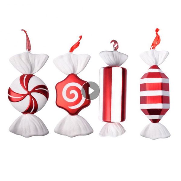 

christmas decorations 32cm large candy pendant xmas tree red and white painted gold party wedding decor ornaments