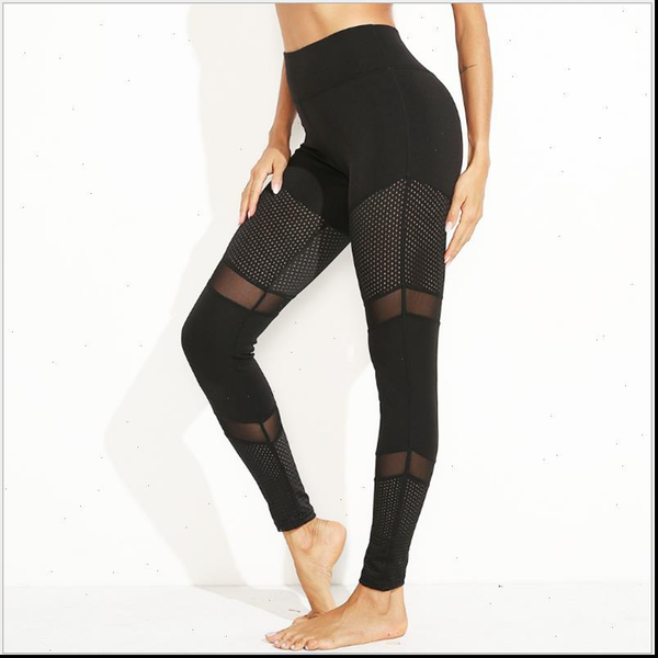 

women legging high waist fitness leggings mesh patchwork workout activewear push up pants elastic breathable leggins, Black