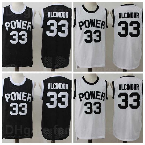 

ncaa high school basketball st joseph ct power 33 lewis alcindor jr jersey men team black white color breathable shirt for sport fans pure c