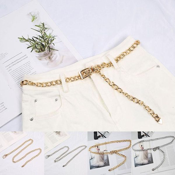 

belts for jeans trousers casual female waistband gold silver waist chain strap thick metal women belt accessories, Black;brown