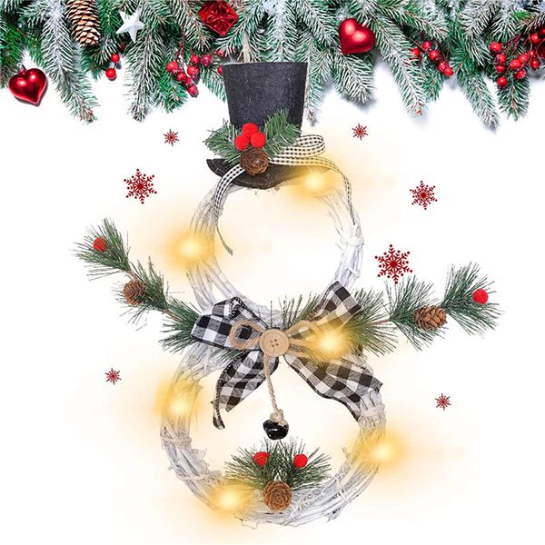 Luci a LED Ghirlanda natalizia Cerchio in rattan Strisce Impiccagioni Ghirlande Ciondolo Ghirlanda Ornamento Decorazione porta di Natale