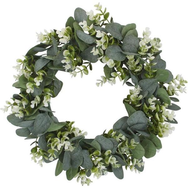 

simulation eucalyptus wreath with flowers suitable for front door wall holiday fireplace window decoration decorative & wreaths