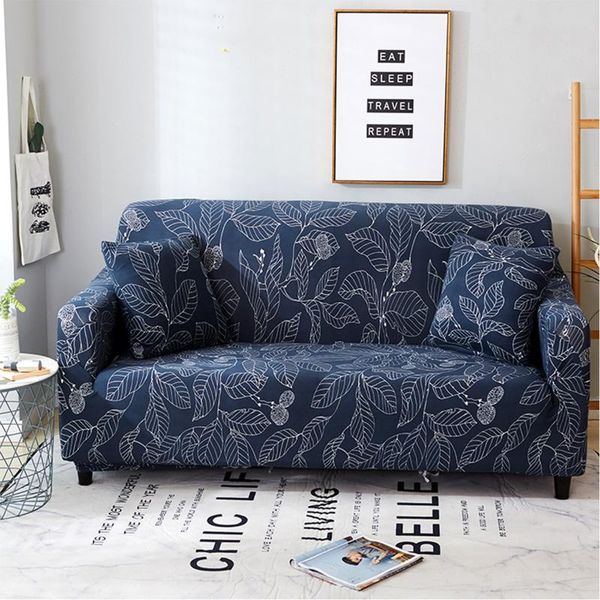 

chair covers blue leaves 1/2/3/4 seater home soft elastic all-inclusive slip-resistant sofa cover easy stretch slipcover protector couch