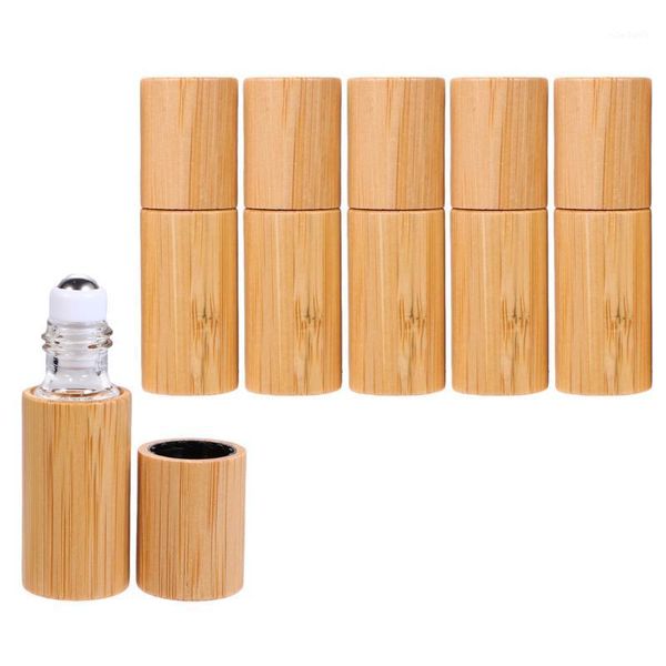 

storage bottles & jars 6pcs 5ml essential oil portable bamboo shell perfume roll on