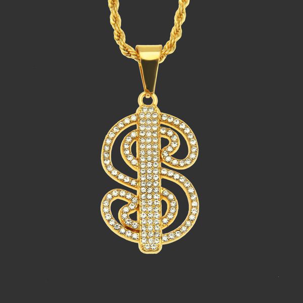 

amulet neck pendants jewelry diamond studded letter s pendant necklace hip hop fashion men's, Silver