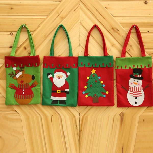 

christmas decorations gift bag fabric applique santa handy candy tote decoration for home party supplies decor