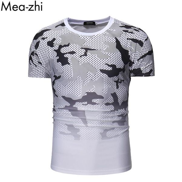 

men's t-shirts tshirt camouflage gradient short sleeve round neck male casual fashion, White;black