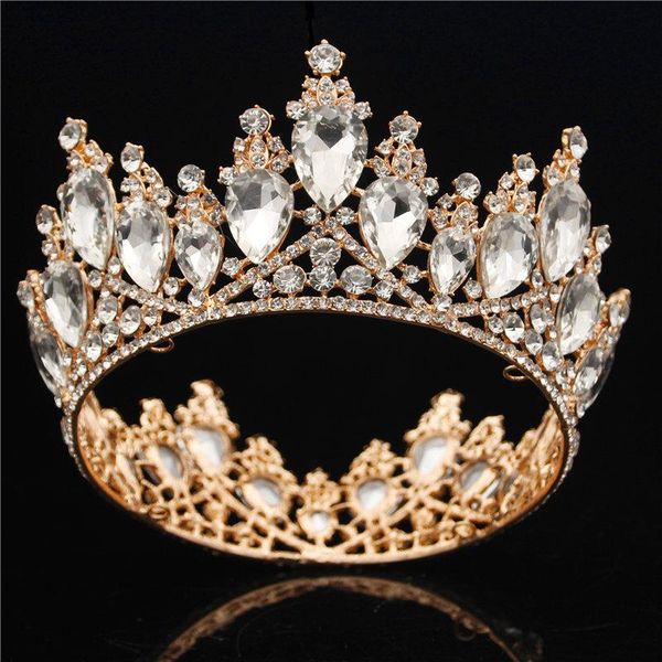 

hair clips & barrettes queen king tiaras and crowns headband banquet wedding jewelry round diadem fashion ornament pageant crystal crown, Golden;silver