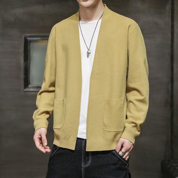 

men's sweaters men 2021 spring autumn fashion thin cardigan overcoats male slim v-neck sweater jackets solid color knitted coats p160, White;black