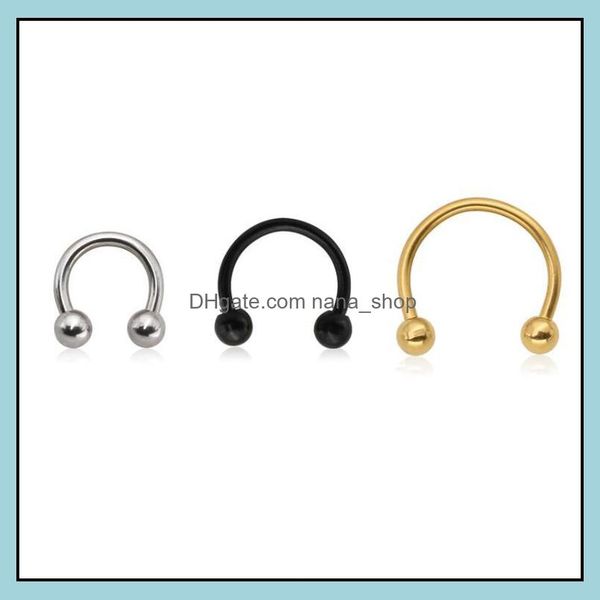 

labret lip piercing jewelry body fashion titanium steel eyebrow nail nose ring personality trend earrings antiallergic puncture drop deliv, Black