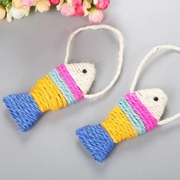 

cat toys dorakitten interactive toy funny cute fish shaped sisal scratcher favor play training