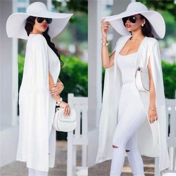 

women long suit blazer office lady coat solid sleeves cape poncho female elegant jacket women's formal feminino 211122, White;black