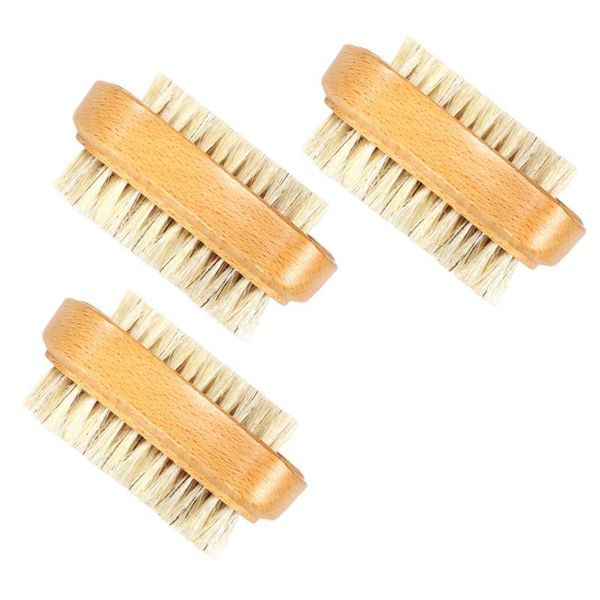 

nail brushes 3pcs two sided natural boar wooden pedicure hand brush, Yellow