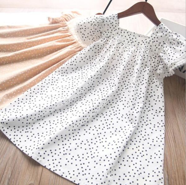 

girl's dresses 2021 summer baby girls dot puff sleeve dress, princess kids fashion clothing 5 pieces/lot, wholesale, Red;yellow