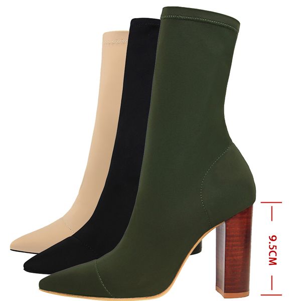 

new socks boots fashion ankle boots for women boots balck pointed toe elastic heels shoes fetish autumn winter female shoes1, Black