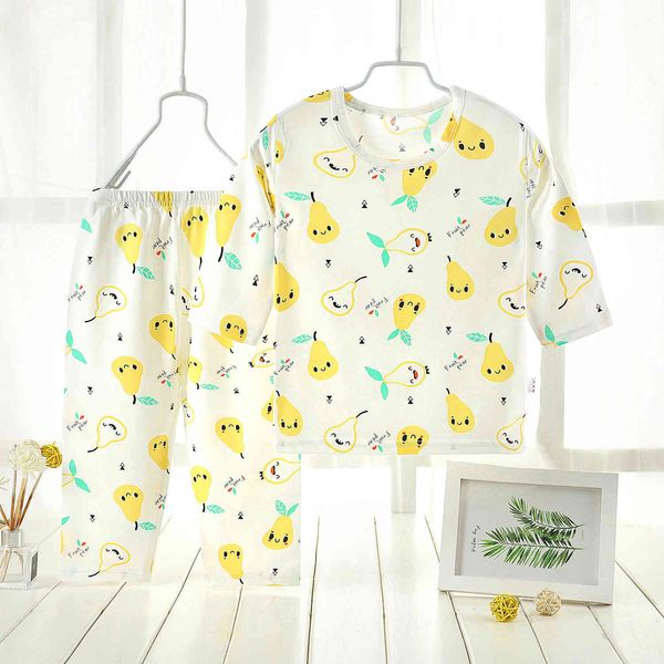 

icelandic cotton children air conditioning clothing summer new cool home baby pajamas, Blue;red